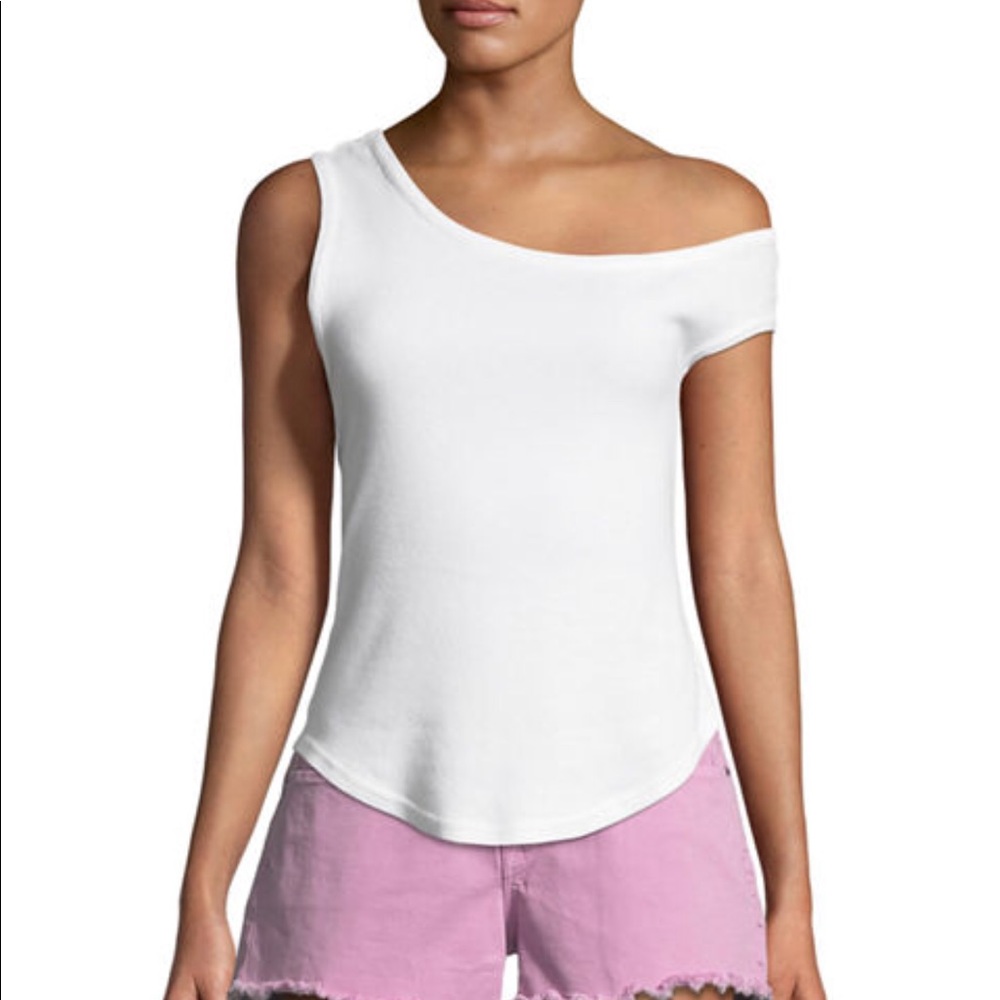 Frame white one shoulder t-shirt